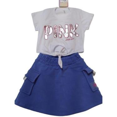 Imagem de Conjunto Blusa Estampada Shorts Saia Menina LessaKids 8672-Feminino