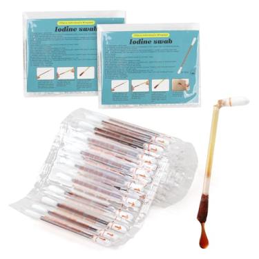 Imagem de Cotonete de iodo descartável, iodo médico embrulhado individualmente, cotonetes de iodo cotonetes de algodão de iodo para suprimentos médicos ao ar livre, cuidados com feridas e primeiros socorros