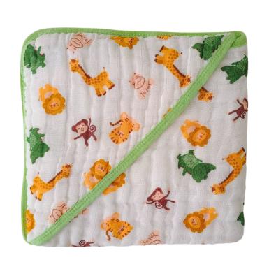 Imagem de Toalha de Banho Bebe Fralda Soft com Capuz 100% Algodão Enxoval Neutro Grossa 3 camadas Enxoval