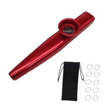 Imagem de TTETTZ Flauta Kazoo Infantil com Diafragma, Bocal para Instrumento Musical, Capa de Proteção contra Poeira para Festa, Vermelho
