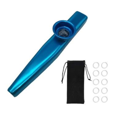 Imagem de Fenteer Flauta Kazoo Infantil Instrumento Musical com Armazenamento para Festas e Diafragmas para Flauta Kazoo para Amantes da Música de Festa, Azul