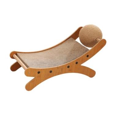 Imagem de KiBcsLic Cama arranhadora para gatos, móveis para gatos internos, mini cadeira de praia, cama para animais de estimação com bola arranhadora e almofada para, Papel Ondulado