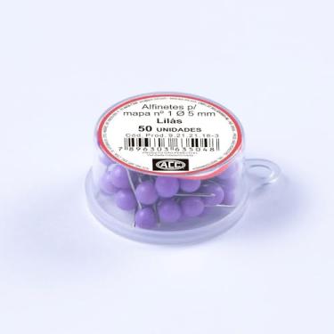Imagem de ACC - Alfinete Mapa 1 Caixa Plástico 50 unidades Aço Cabplast Lilás