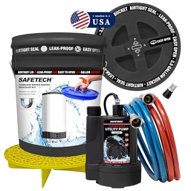 Imagem de SafeTech Kit De Descarga Para Aquecedor Água Sem Tanque Com Tampa Rosca, Mangueiras Trançadas Premium, Bomba Utilitária 1/6 Hp E Grade Da - Basta Adicionar Vinagre