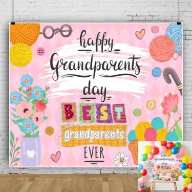 Imagem de Pano de fundo para o dia dos avós 3 x 2,4 m, lindas bolas de fio rosa, botões, flores, feliz dia dos avós, pano de fundo para fotografia, melhores avós de todos os tempos, decorações de festa de