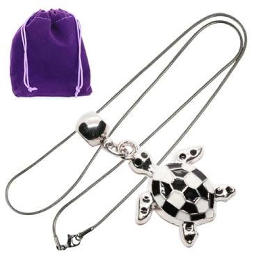 Imagem de Dave The Bunny Colar elegante de tartaruga marinha em design quadriculado - ótima decoração e presentes para entusiastas de tartarugas - Joias de qualidade premium para amantes do mar