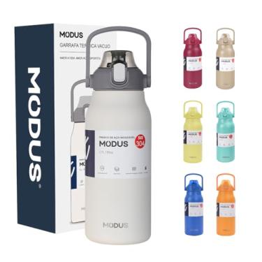 Imagem de Garrafa Térmica 1700ml - Duplamente Isolada a Vácuo, Canudo e Base Emborrachada Anti Derrapante, Mantém Bebidas Quentes por 12 Horas e Geladas por 24 Horas (Branco)