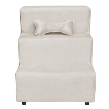 Imagem de Escadinha para Pet 3 Degraus Gato e Cachorro,rampa para pet subir na cama(Bege)