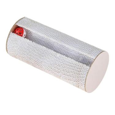 Imagem de Generic Arranhador para gatos com sino, poste de arranhar para gatos, brinquedo de madeira, suprimentos portáteis, decoração, papelão ondulado para gatos, Branco