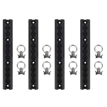 Imagem de Jiawu de Amarração de Pista de Serviço Pesado Com 8 o Acessórios de Anel para Motocicletas ATVs Dirt Bikes Utility Tractores Caminhões de Coleta, 304mm/12in, de Amarração do Reboque (Preto)