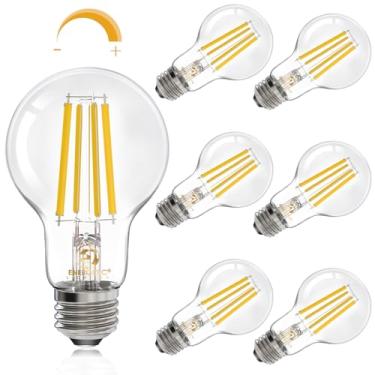 Imagem de Lâmpada LED Edison A19 regulável energética, equivalente a 12 W 100 W, alto brilho de 1600 lm, branco quente 3000K, lâmpada de filamento de LED antigo transparente para casa, banheiro, base padrão E26
