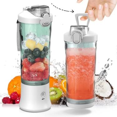 Imagem de DENOKIN Liquidificador portátil de 590 ml, liquidificador de tamanho pessoal sem fio para shakes e smoothies com 6 lâminas, liquidificador pequeno para cozinha, casa, viagens