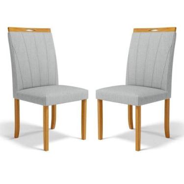 Imagem de Kit Com 2 Cadeiras Aurora Madeira Maciça Estofadas Para Mesa De Jantar