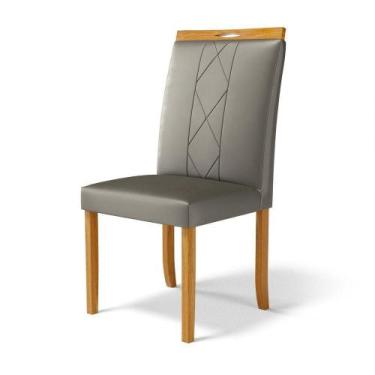 Imagem de Cadeira Ana Madeira Maciça Estofada Para Mesa De Jantar Veludo Chumbo 