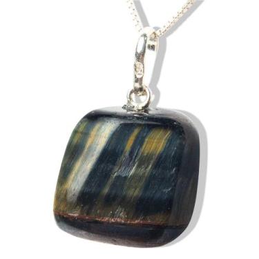 Imagem de Colar Pedrinha Olho de Falcão Montagem na Prata 950 - CristaisdeCurvel