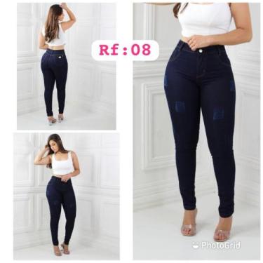Imagem de Calça Jeans Feminina Com Lycra Skinny Cintura Alta Levanta Com Elastan