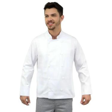 Imagem de Dolmã Chefe Cozinha Masculino Branco - Camisa Masculina Chefe de Cozin