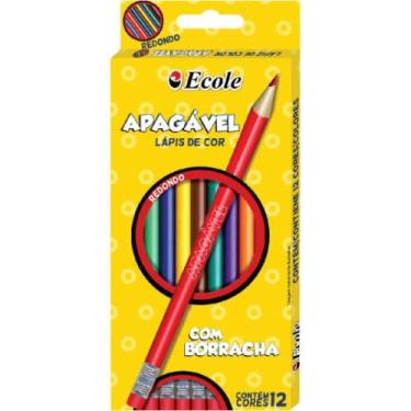 Imagem de Lapis de cor apagavel 12 cores com borracha ecole