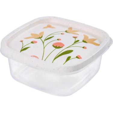 Imagem de Pote Quadrado em Plástico Marmorizado Floral 580ml - Plasutil