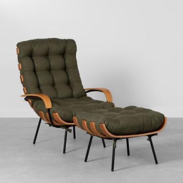 Imagem de Poltrona Costela com Braço Encosto Alto e Puff - Tent Pesto - Abra Cad