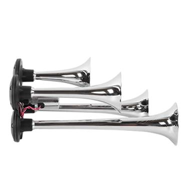 Imagem de aqxreight 12V/24V 4 Trompete Buzina 150dB Super Sound para Trens Caminhões Carros van Pickups Barcos de Som de Trombettains de Trompetains de Buzina