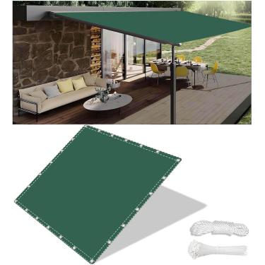 Imagem de Guarda-sol Vela Retângulo Impermeável Guarda-sóis Para Jardim Ao Ar Livre 98% Bloco Uv Guarda-sol Pano Dossel Com Corda Para Quintal Deck Gramado Jardim Pátio Galinheiro Garage, Dark Green, 3.3x5.6M