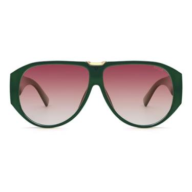 Imagem de SOJOS Óculos de sol aviador grandes polarizados feminino masculino retrô moderno vintage grande escudo quadrado SJ2392, Grau verde/rosa, 60-11-140