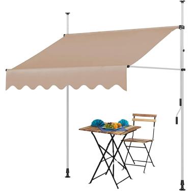 Imagem de Toldo Retrátil, Toldos Para Pátio à Prova D'água, Toldo De Braçadeira De Varanda, Dossel Ao Ar Livre, Resistente A Uv, Toldo Da Porta Da Frente, B/Beige, W-2M