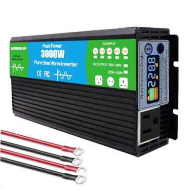 Imagem de Inversor 72V a 110V com Display LCD Onda Sinusoidal Pura 12V 24V 48V 60V 72V DC Para 110V/220V AC 60Hz Car Power Inverter com 1 Tomadas AC para Car RV Truck Camping (3000W),48v to 220