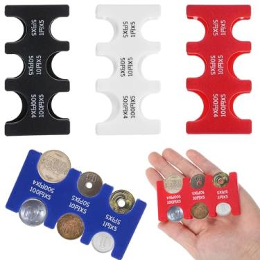 Imagem de MBAIYO Porta-moedas de iene japonês, 4 peças, organizador de moedas, com 6 compartimentos, bandeja de moedas, armazenamento portátil, retangular, plástico, porta-moedas, coleção, carteira, carro de