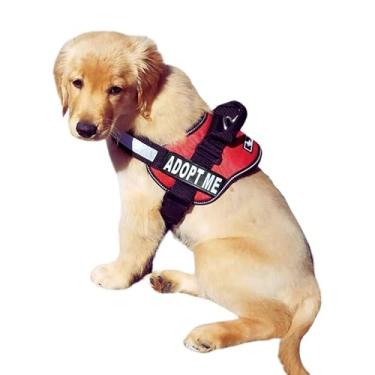 Imagem de Colete de nylon ADPOT ME. A compra vem com 2 adesivos removíveis reflexivos Adote ME. Meça seu cão antes de fazer o pedido