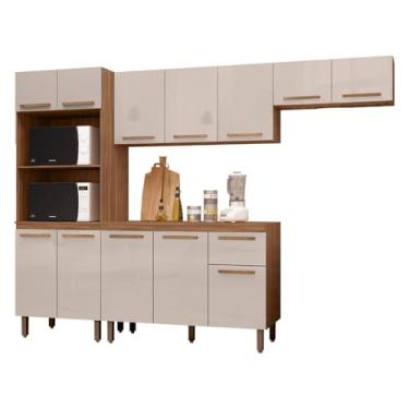 Imagem de Armário de Cozinha Completo Pop 2 Fornos 12 Portas 1 Gaveta Freijo/Baunilha/Freijo