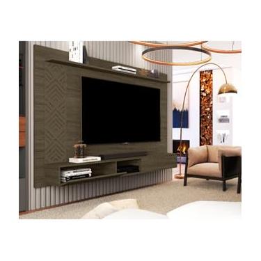 Imagem de Painel Roma Castanho Com Nichos E Detalhe Lateral - Para TV's Até 60" - Ideal Para Salas e Elegante