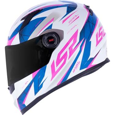 Imagem de Capacete Ls2 ff358 Draze Branco Azul Rosa Moto Fechado (60)