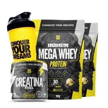 Imagem de Kit 2X Whey Protein Mega + Creatina Fuel 300G + Coqueteleira - Iridium