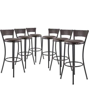 Imagem de Jogo Com 6 Banquetas Alta Forts Marrom Floral, Fibra Uv Bancada, área 