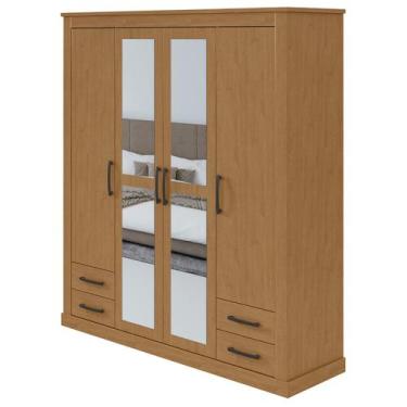 Imagem de Guarda-Roupas Solteiro Rustic Clean 4 portas 4 gavetas - Móveis Lopas,