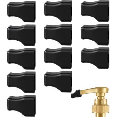 Imagem de Heclia Tampas de bomba de xarope de café, 12 peças de tampas reutilizáveis de ponta de bomba de xarope, tampas de borracha preta para dispensadores de garrafas de licor de óleo, preservam o frescor