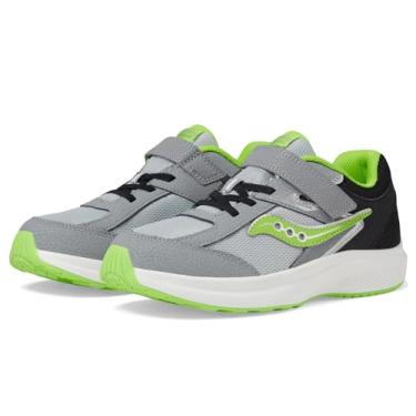 Imagem de Saucony Tênis unissex infantil Cohesion KDZ com fecho alternativo, Preto/Cinza/Verde, 4 Wide Big Kid