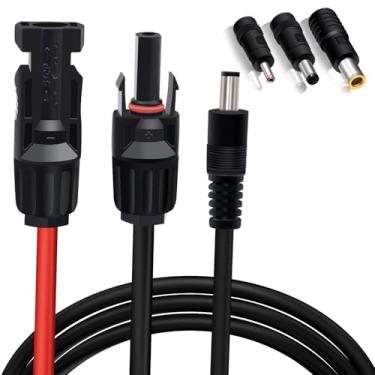 Imagem de COMeap Plugue de painel solar para DC 5,5 x 2,1 mm adaptador cabo de alimentação com DC 3,5 x 1,35, 5,5 x 2,5 e conector de 8 mm compatível com carregador de painel solar MC4 e gerador solar portátil de 5 pés (1,5 m)