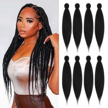 Imagem de Braiding Hair DIFUNEE, pré-esticado, 16 polegadas, 8 pacotes, preto na