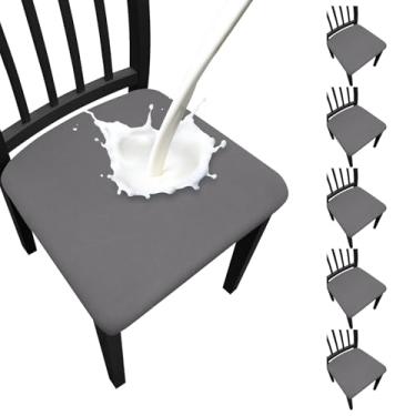 Imagem de Fafua Capas de assento impermeáveis para cadeiras de sala de jantar, conjunto de 6, capas elásticas removíveis para cadeiras de jantar, cozinha, hotel, festa