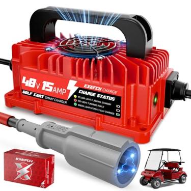 Imagem de EXEFCH Carregador de carrinho de golfe de 48 volts 15 Amp com plugue redondo de 3 pinos para carros Club Precedent e série DS apenas para bateria de chumbo-ácido