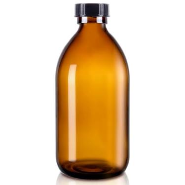 Imagem de Garrafas de vidro âmbar de 473 ml, garrafas recarregáveis de amostra redonda Boston com tampas pretas, recipientes de vidro perfeitos para kombucha, fermentação secundária, armazenamento de