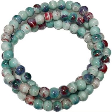 Imagem de Pulseira feminina nativa americana fofa colorida de cerâmica com 3 fileiras de largura empilhável com contas elásticas vintage joias nativas boêmias, hippie, colar para mulheres, Medium, Cerâmica