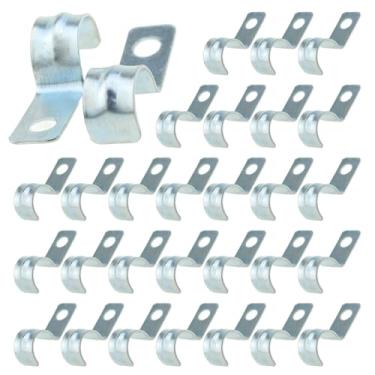 Imagem de MEETOOT 30 braçadeiras de tubo rígido M12, suportes de clipe de tubo de furo único de aço galvanizado de 1/2 polegada, braçadeiras de fixação de conduítes resistentes, clipes de tubo de tensão