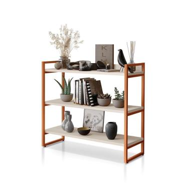 Imagem de Aparador Milão Com 3 Prateleiras Klm Móveis Off White / Bronze