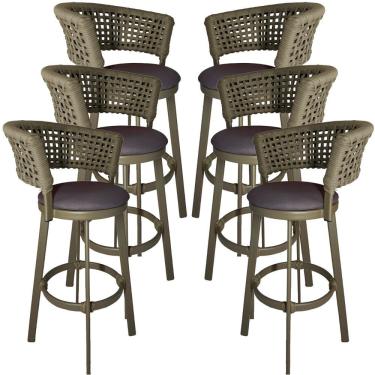 Imagem de 6 Banqueta Somália Em Alumínio E Corda Náutica Jardim Rami