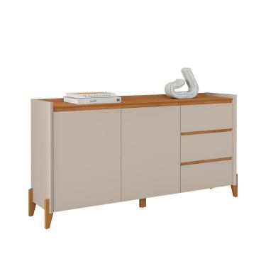 Imagem de Aparador Buffet Rennes 2 Portas 3 Gavetas Pés Madeira Maciça Cedro Off White