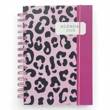 Imagem de Agenda Diária de Bolsa 2026 Planner 16 x 12 Capa Dura Feminina Flores Onçinha Fofinha (Onçinha Rosa)